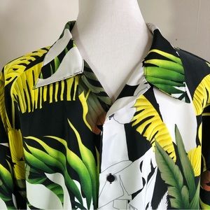 XXL Mens Hawaiian Shirt Casual Button-Down Silky Polyester